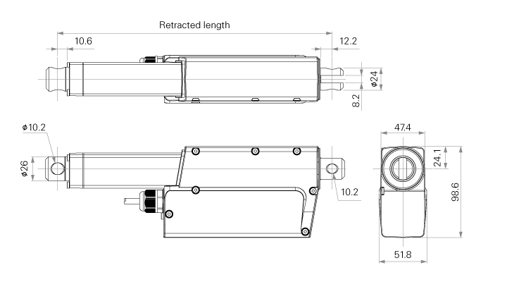 Compact Electric Linear Actuator IP66 6mm/s 2000N Thrust force for Precise Motion Control